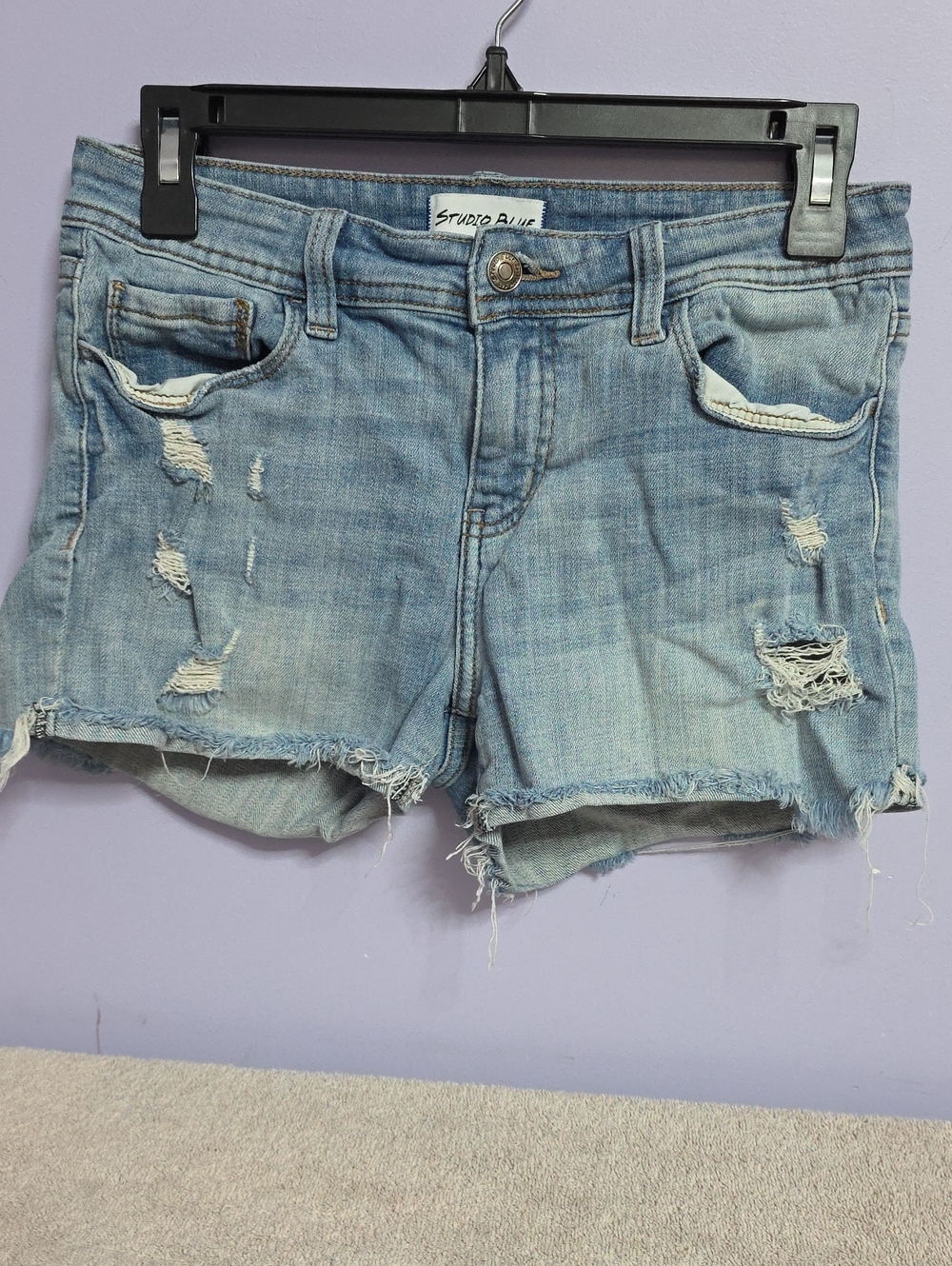 Studio Blue Light Blue Distressed Denim Cutoff Shorts